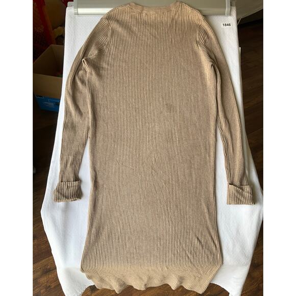 Black Tape_ Women’s Long Sleeve Stretchy Body Con Midi Dress size XL,Solid Beige - Picture 9 of 10